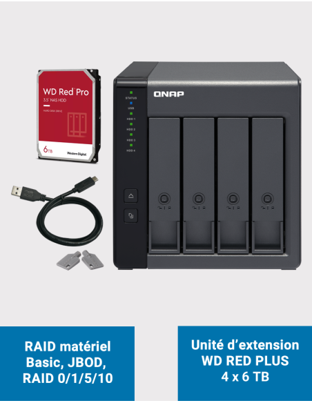 Qnap TR-004 4 Bay Expansion Unit WD RED PRO 24TB (4x6TB)