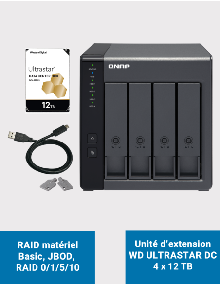 Qnap TR-004 4 Bay Expansion Unit WD Ultrastar DC 48TB (4x12TB)