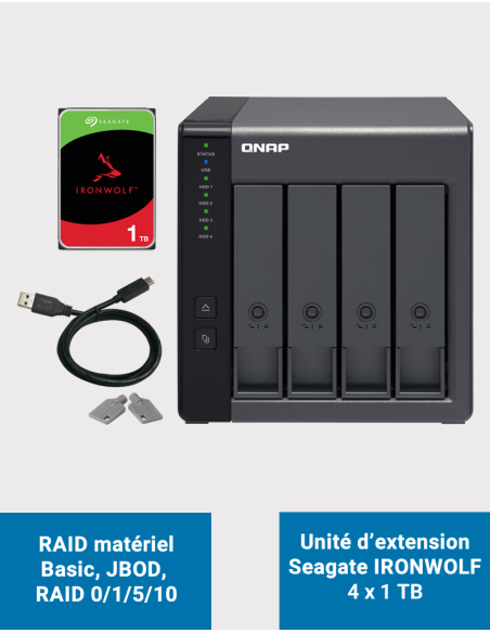 Qnap TR-004 4 Bay Expansion Unit Seagate Ironwolf 4TB (4x1TB)