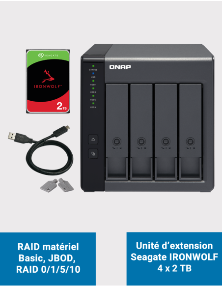 Qnap TR-004 Unité d'extension 4 baies Seagate Ironwolf 8To (4x2To)
