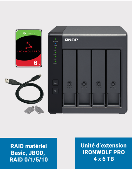 Qnap TR-004 4 Bay Expansion Unit Seagate Ironwolf Pro 24TB (4x6TB)