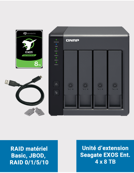 Qnap TR-004 Unité d'extension 4 baies Seagate EXOS Enterprise 32To (4x8To)