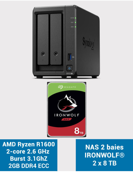 Synology DS723+ NAS Server IRONWOLF 16TB (2x8TB)
