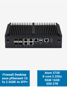Firewall pfSense Q2x Celeron C3758 5x2.5G 4xSFP+ 16GB SSD 2TB