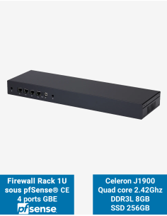 Firewall pfSense R1x J1900 Rackmount 1U 4 GbE ports 8Go SSD 256Go