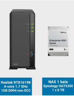 Synology DiskStation DS124 NAS Server HAT5300 8TB (1x8TB)