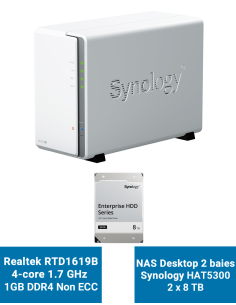 Synology DiskStation DS223J NAS Server HAT5300 16TB (2x8TB)
