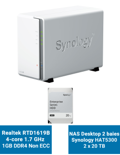Synology DiskStation DS223J NAS Server HAT5300 40TB (2x20TB)