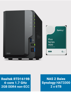 Synology DS223 NAS Server HAT3300 12TB (2x6TB)