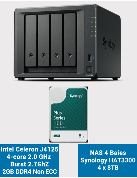 Synology DS423+ 2GB NAS Server HAT3300 32TB (4x8TB)