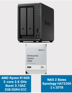 Synology DS723+ NAS Server HAT5300 40TB (2x20TB)