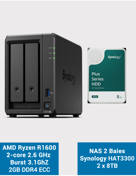 Synology DS723+ NAS Server HAT3300 16TB (2x8TB)