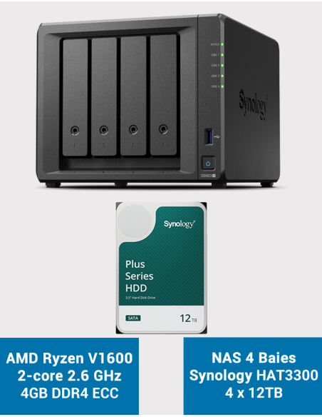 Synology DS923+ 4GB NAS Server HAT3300 48TB (4x12TB)