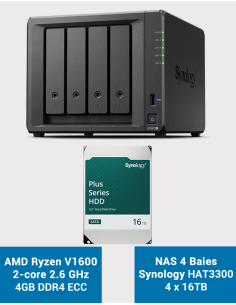 Synology DS923+ 4GB NAS Server HAT3300 64TB (4x16TB)