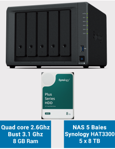 Synology DiskStation DS1522+ NAS Server HAT3300 40TB (5x8TB)