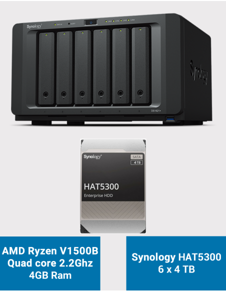 Synology DS1621+ NAS Server HAT5300 24TB (6x4TB)
