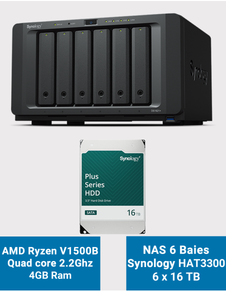 Synology DS1621+ NAS Server HAT3300 96TB (6x16TB)