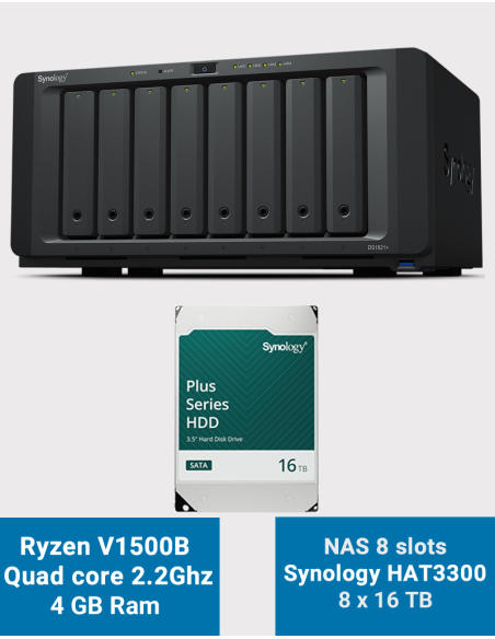 Synology DS1821+ 8-bay NAS Server HAT3300 128TB (8x16TB)