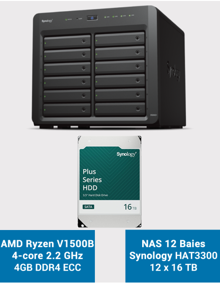 Synology DS2422+ 12-Bay NAS Server HAT3300 192TB (12x16TB)