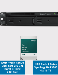 Synology RS422+ Servidor NAS Rack 1U 4 ranuras HAT3300 64TB (4x16TB)