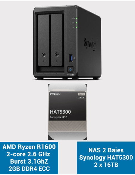 Synology DS723+ NAS Server HAT5300 32TB (2x16TB)