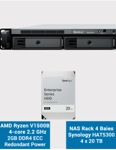 Synology RS822RP+ 2GB NAS Server Rack 1U HAT5300 80TB (4x20TB)