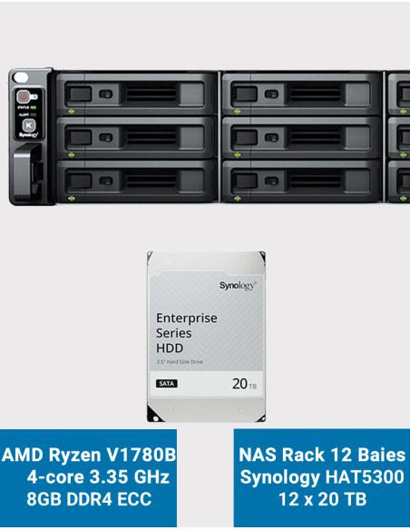 Synology RS2423+ NAS Server Rack 2U 12-Bay HAT5300 240TB (12x20TB)