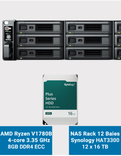 Synology RS2423+ NAS Server Rack 2U 12-Bay HAT3300 192TB (12x16TB)