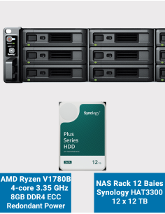 Synology RS2423RP+ NAS Server Rack 2U 12-Bay HAT3300 144TB (12x12TB)