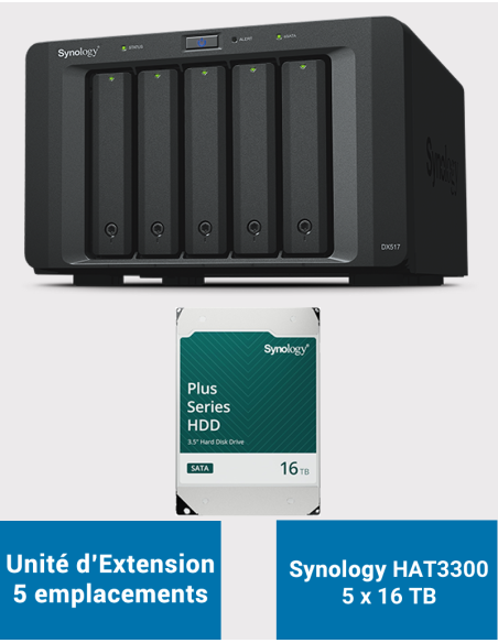 Synology DX517 Expansion Unit HAT3300 80TB (5x16TB)