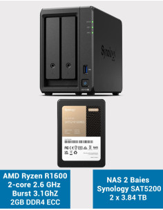 Synology DS723+ Serveur NAS SSD SAT5200 7680Go (2x3840Go)