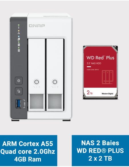 Qnap TS-216G NAS Server WD Red Plus 2TB (2x1TB)