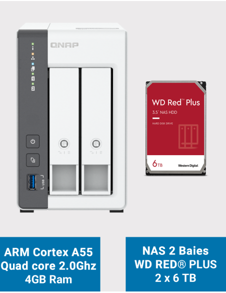 Qnap TS-216G NAS Server WD Red Plus 12TB (2x6TB)