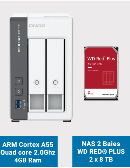 Qnap TS-216G Servidor NAS WD Red Plus 16TB (2x8TB)