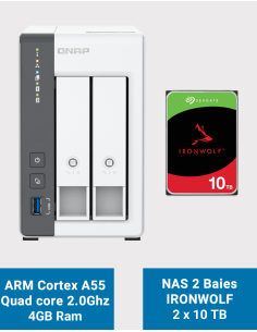 Qnap TS-216G NAS Server Seagate IronWolf 20TB (2x10TB)