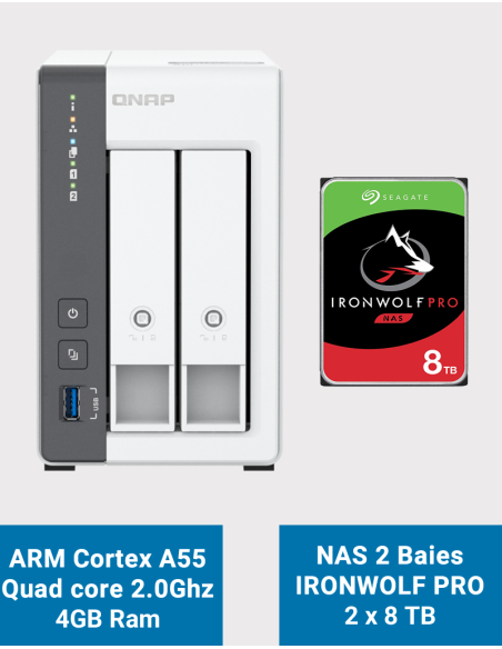 Qnap TS-216G NAS Server Seagate IronWolf Pro 16TB (2x8TB)