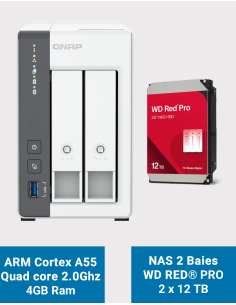 Qnap TS-216G Serveur NAS WD Red Pro 24To (2x12To)