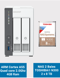 Qnap TS-216G NAS Server Toshiba N300 16TB (2x8TB)