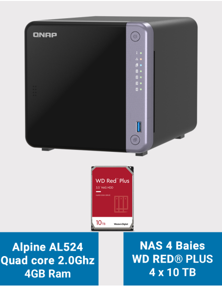 Qnap TS-432X NAS Server WD Red Plus 40TB (4x10TB)