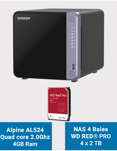 Qnap TS-432X Serveur NAS WD Red Pro 8To (4x2To)