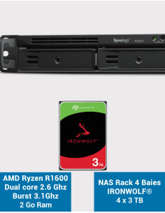 Synology RS422+ NAS Server Rack 1U 4-Bay IRONWOLF 12TB (4x3TB)