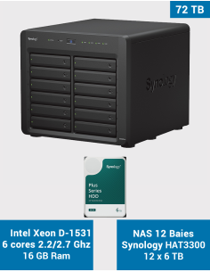 Synology DS3622xs+ 12-Bay NAS Server HAT3300 72TB (12x6TB)