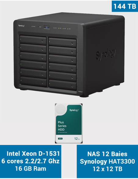 Synology DS3622xs+ Servidor NAS HAT3300 144TB (12x12TB)