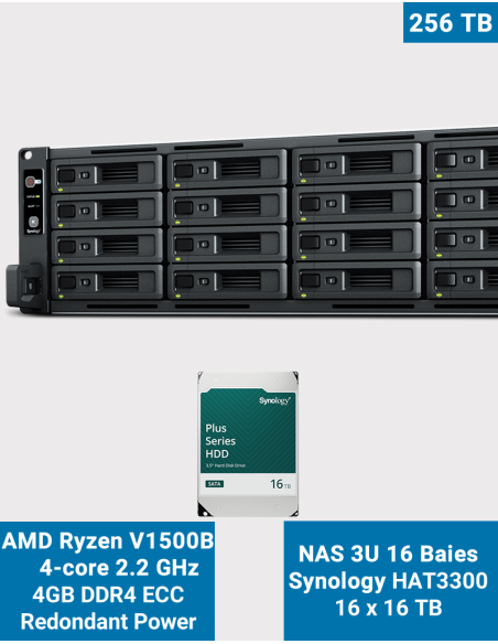 Synology RS2821RP+ NAS Server Rack 3U 16-Bay HAT3300 256To (16x16To)