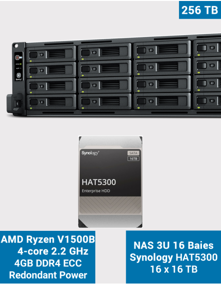 Synology RS2821RP+ NAS Server Rack 3U 16-Bay HAT5300 256To (16x16To)