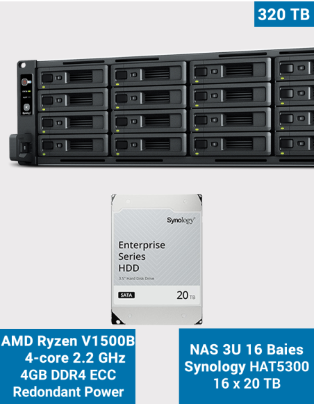 Synology RS2821RP+ NAS Server Rack 3U 16-Bay HAT5300 320To (16x20To)