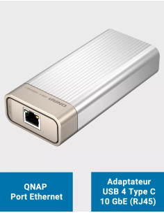 QNAP QNA-UC10G1T Adaptateur réseau USB 4 Type-C vers 10GBASE-T (RJ45)