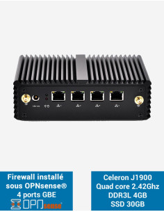 Firewall OPNsense® Q1x J1900 4 puertos GbE 4GB SSD 30GB