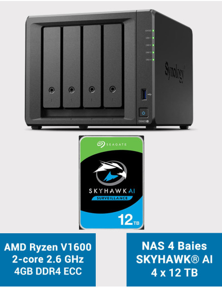 Synology DS923+ 4GB Serveur NAS SKYHAWK 48To (4x12To)