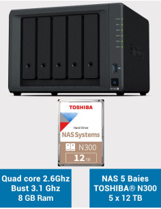 Synology DiskStation® DS1522+ Servidor NAS Toshiba N300 60TB (5x12TB)